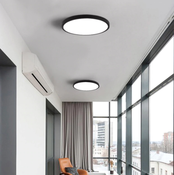 nowoczesna lampa plafon okrąg LED cienka sufitowa czarna