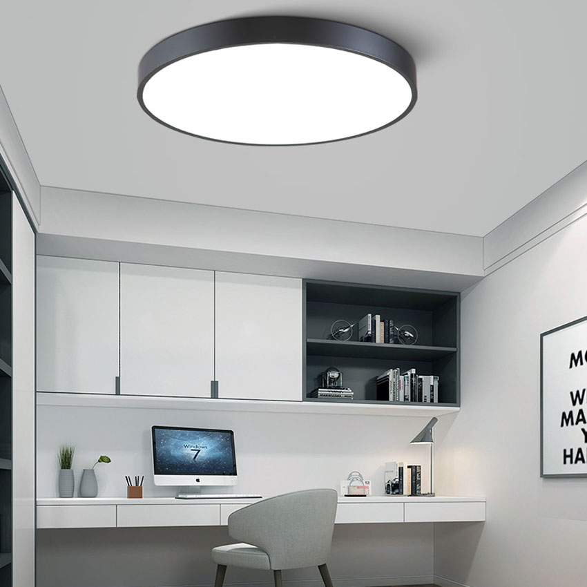 sufitowa nowoczesna cienka lampa okrąg plafon LED czarna