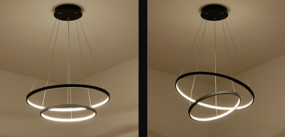 lampa wisząca żyrandol okręgi obręcze 2 ringi LED